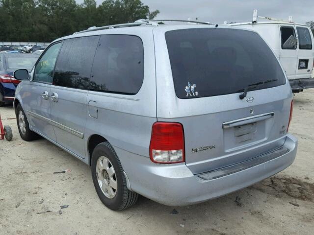 KNDUP131X26220785 - 2002 KIA SEDONA EX SILVER photo 3