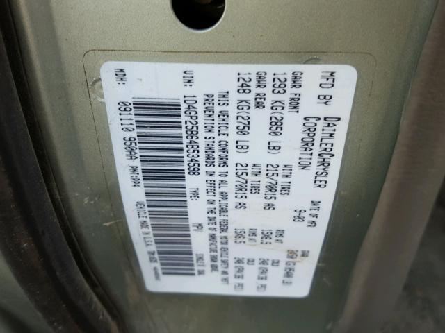 1D4GP25B64B534598 - 2004 DODGE CARAVAN SE TEAL photo 10