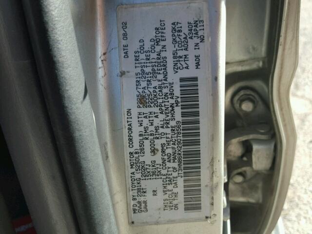 JT3HN86RX29078569 - 2002 TOYOTA 4RUNNER SR SILVER photo 10