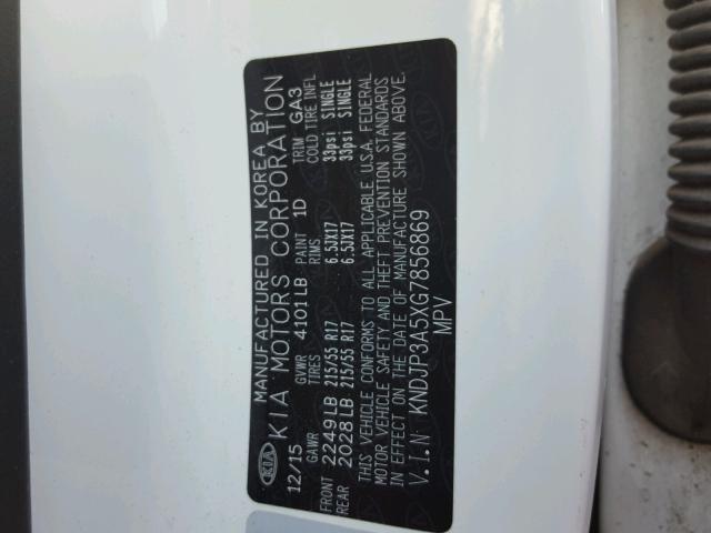 KNDJP3A5XG7856869 - 2016 KIA SOUL + WHITE photo 10