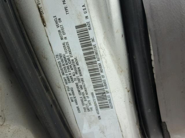 4S3BE625347210966 - 2004 SUBARU LEGACY L S SILVER photo 10