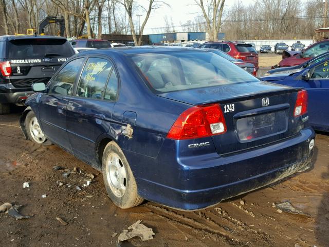 JHMES96655S021260 - 2005 HONDA CIVIC HYBR BLUE photo 3