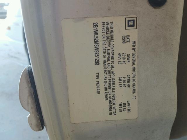 2G1WL52M3W9251293 - 1998 CHEVROLET LUMINA BAS თეთრი ფოტო 10