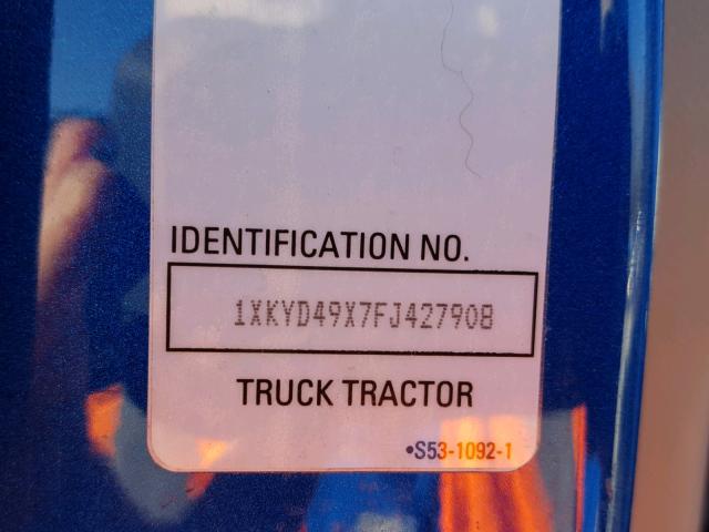 1XKYD49X7FJ427908 - 2015 KENWORTH CONSTRUCTI BLUE photo 10