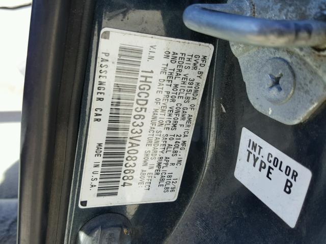 1HGCD5633VA083684 - 1997 HONDA ACCORD LX CHARCOAL photo 10