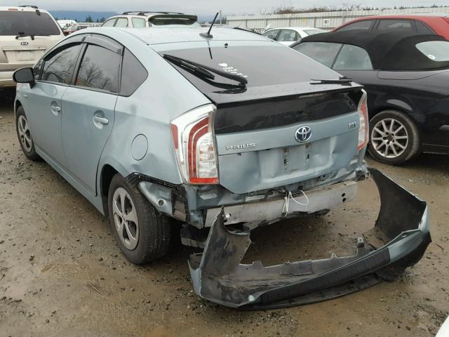 JTDKN3DU9C1598225 - 2012 TOYOTA PRIUS TEAL photo 3