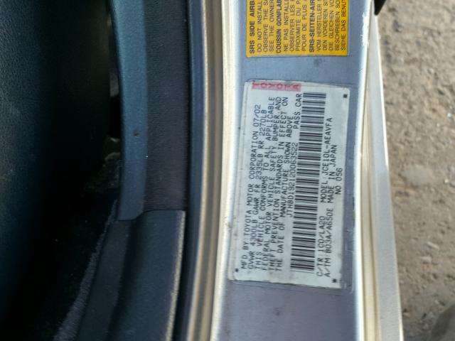 JTHBD192120063522 - 2002 LEXUS IS 300 GRAY photo 10