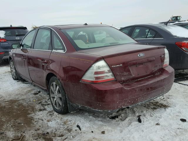 1FAHP24W08G171428 - 2008 FORD TAURUS SEL BURGUNDY photo 3