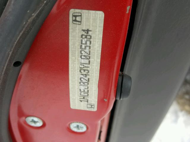 1HGEJ8243YL025584 - 2000 HONDA CIVIC EX წითელი ფოტო 10