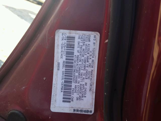 4T1SK12E5NU085897 - 1992 TOYOTA CAMRY LE BURGUNDY photo 10