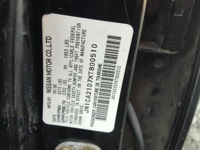 JN1CA21D7XT800510 - 1999 NISSAN MAXIMA GLE BLACK photo 10