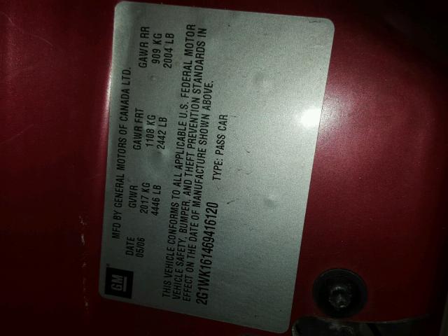 2G1WK161469416120 - 2006 CHEVROLET MONTE CARL 栗色 照片 10