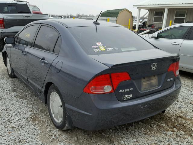 JHMFA36218S024128 - 2008 HONDA CIVIC HYBR BLUE photo 3