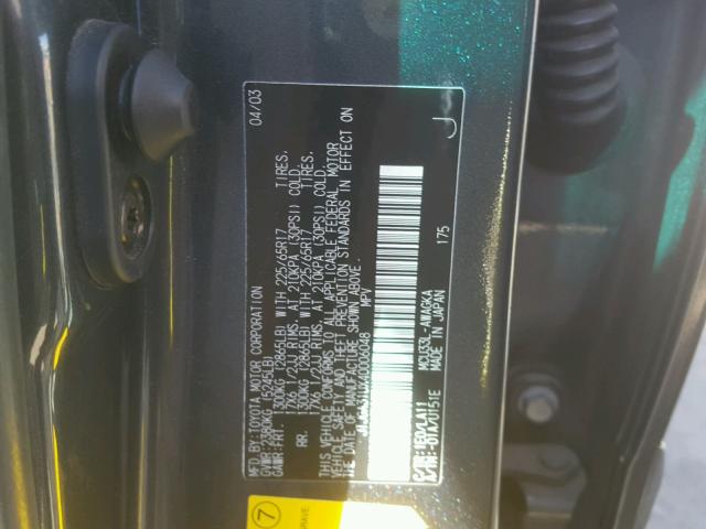 JTJGA31UX40006048 - 2004 LEXUS RX 330 BLACK photo 10