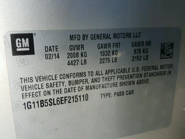 1G11B5SL6EF215110 - 2014 CHEVROLET MALIBU LS 米色 照片 10