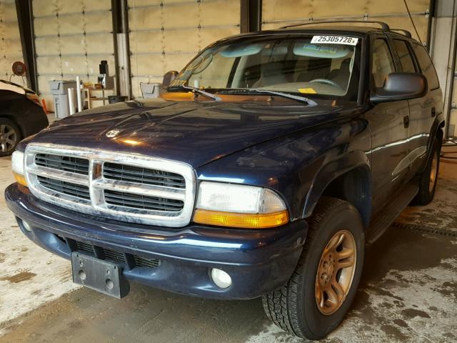 1D4HS48N33F573550 - 2003 DODGE DURANGO SL BLUE photo 2