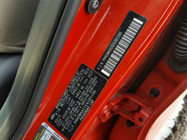 KNADM4A31E6385186 - 2014 KIA RIO LX RED photo 10