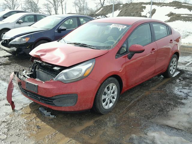 KNADM4A31E6385186 - 2014 KIA RIO LX RED photo 2