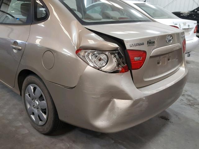 KMHDU46D37U207536 - 2007 HYUNDAI ELANTRA GL GOLD photo 9