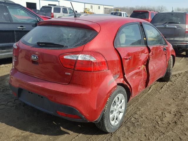 KNADM5A35E6358501 - 2014 KIA RIO LX RED photo 4