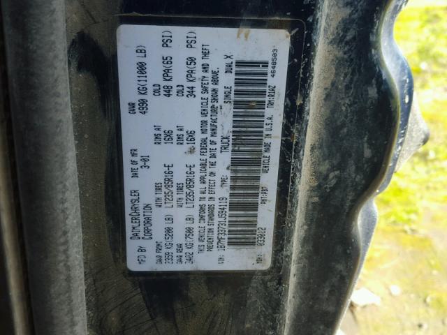 1B7MF33731J594119 - 2001 DODGE RAM 3500 BLACK photo 10