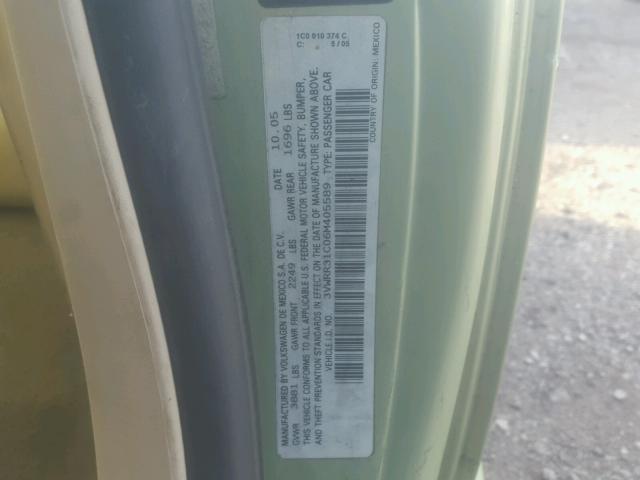 3VWRR31C06M405589 - 2006 VOLKSWAGEN NEW BEETLE მწვანე ფოტო 10