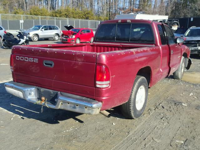 1B7GL22X0WS758459 - 1998 DODGE DAKOTA RED photo 4