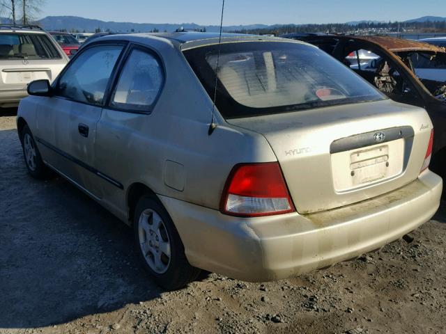 KMHCF35G11U150918 - 2001 HYUNDAI ACCENT L BEIGE photo 3