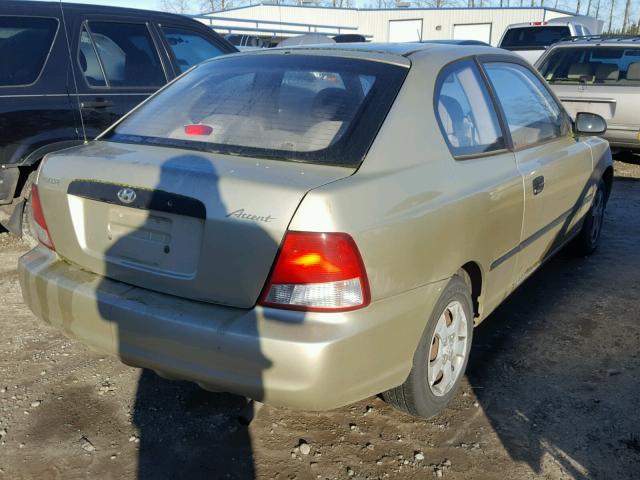 KMHCF35G11U150918 - 2001 HYUNDAI ACCENT L BEIGE photo 4