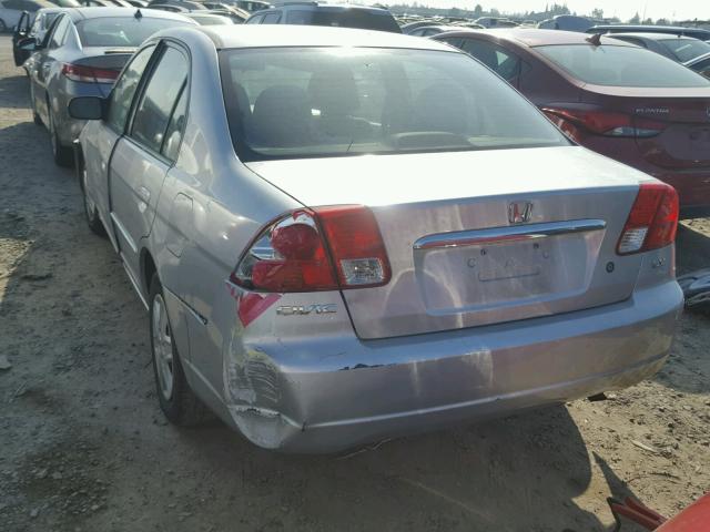 2HGES155X3H516569 - 2003 HONDA CIVIC LX SILVER photo 3