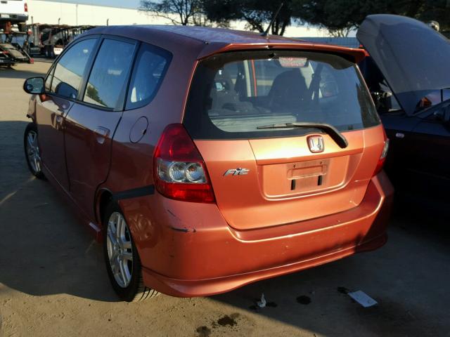 JHMGD38617S007162 - 2007 HONDA FIT S ORANGE photo 3