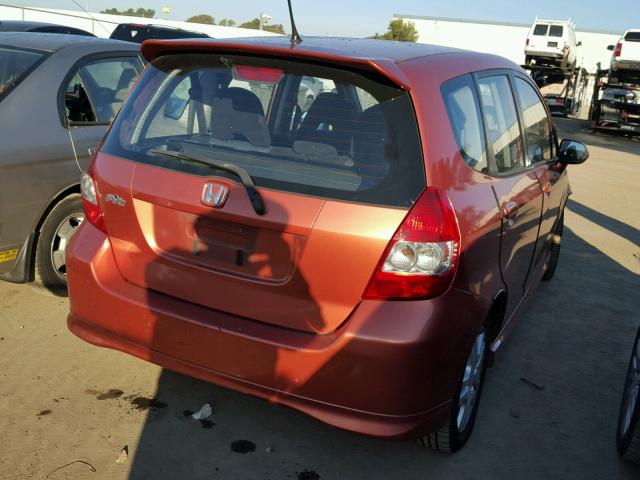 JHMGD38617S007162 - 2007 HONDA FIT S ORANGE photo 4