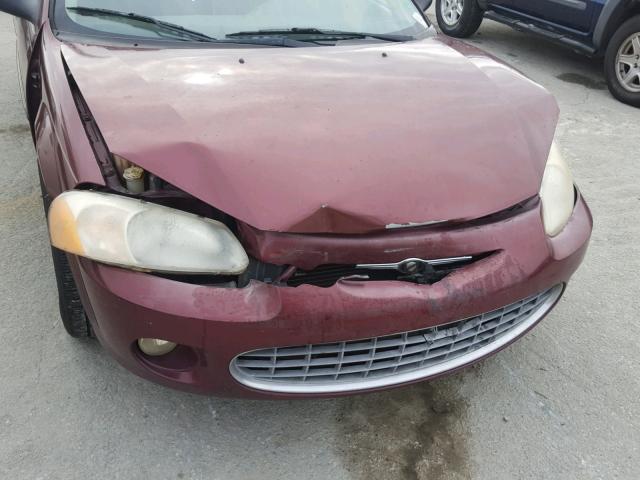 1C3EL56R52N136540 - 2002 CHRYSLER SEBRING LX BURGUNDY photo 9