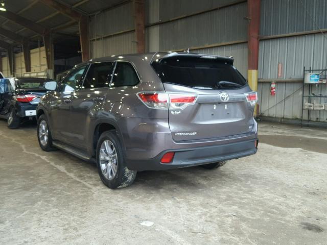 5TDZKRFH9GS169394 - 2016 TOYOTA HIGHLANDER GRAY photo 3