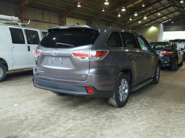 5TDZKRFH9GS169394 - 2016 TOYOTA HIGHLANDER GRAY photo 4