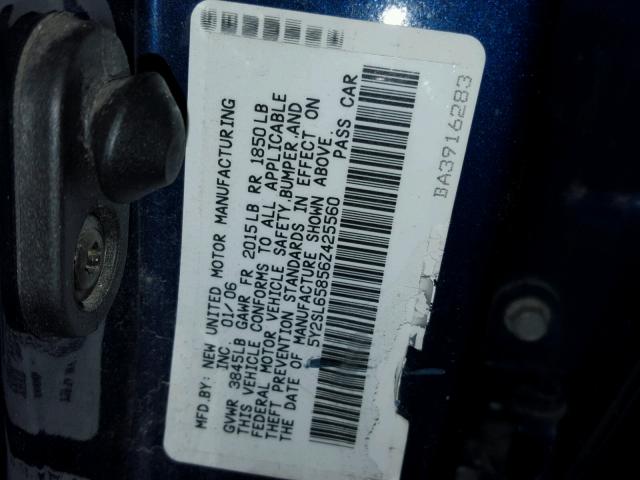 5Y2SL65856Z425560 - 2006 PONTIAC VIBE BLUE photo 10