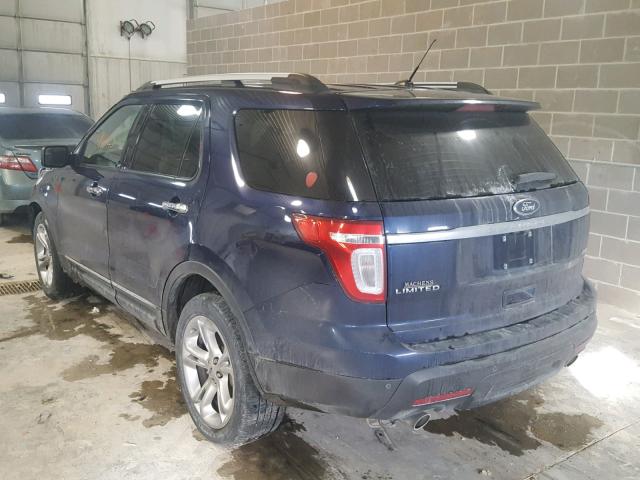 1FMHK8F81BGA00636 - 2011 FORD EXPLORER L BLUE photo 3