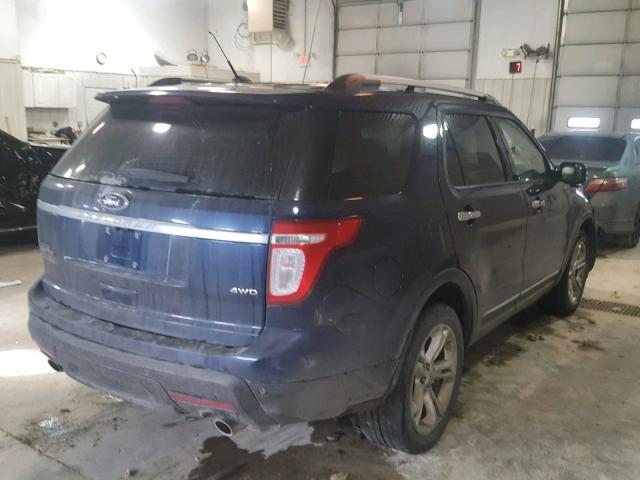 1FMHK8F81BGA00636 - 2011 FORD EXPLORER L BLUE photo 4