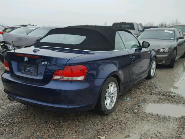 WBAUN1C50BVH82791 - 2011 BMW 128 I BLUE photo 4