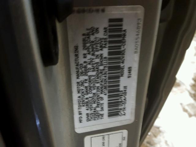 4T1BE32K43U751119 - 2003 TOYOTA CAMRY LE SILVER photo 10