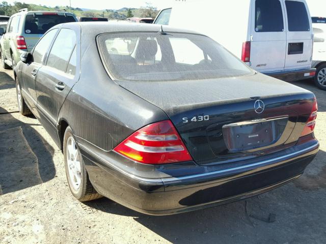 WDBNG70J92A315152 - 2002 MERCEDES-BENZ S 430 BLACK photo 3