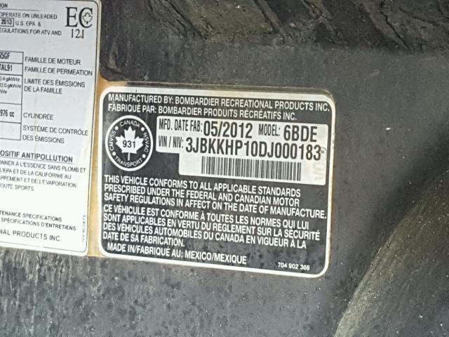 3JBKKHP10DJ000183 - 2013 CAN-AM COMMANDER RED photo 10