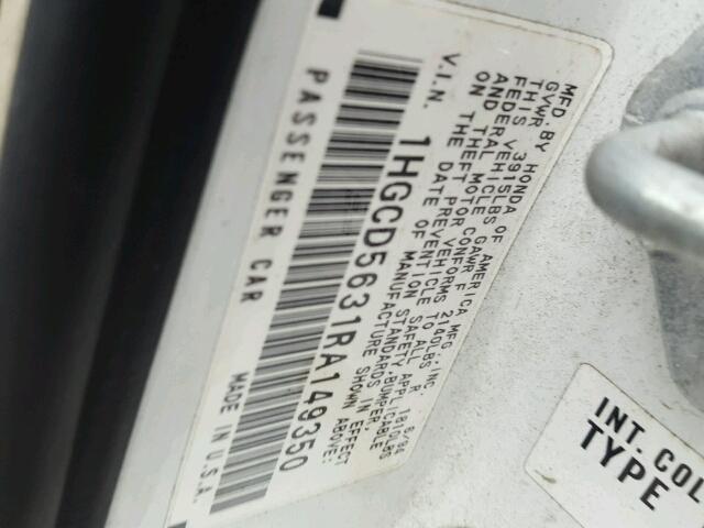 1HGCD5631RA149350 - 1994 HONDA ACCORD LX WHITE photo 10