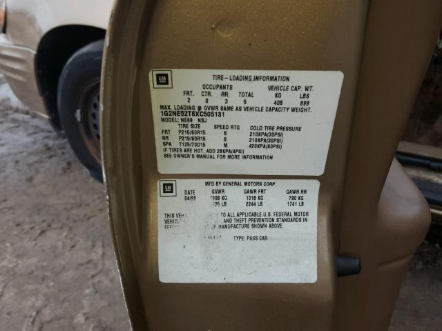 1G2NE52T6XC505131 - 1999 PONTIAC GRAND AM S ოქროსფერი ფოტო 10