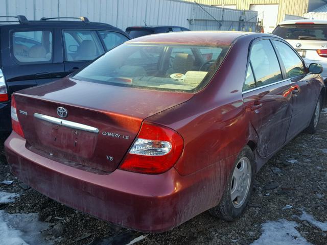 4T1BF30K12U017083 - 2002 TOYOTA CAMRY LE RED photo 4