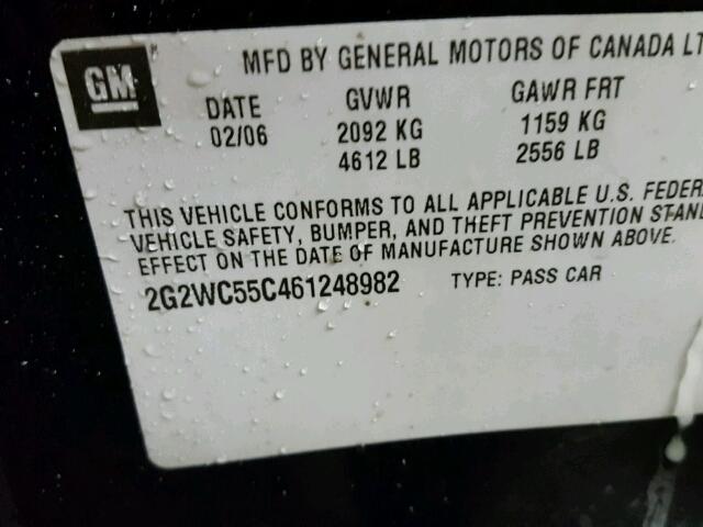 2G2WC55C461248982 - 2006 PONTIAC GRAND PRIX Qara foto 10