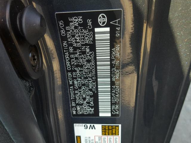 JTKDE167660086963 - 2006 TOYOTA SCION TC GRAY photo 10