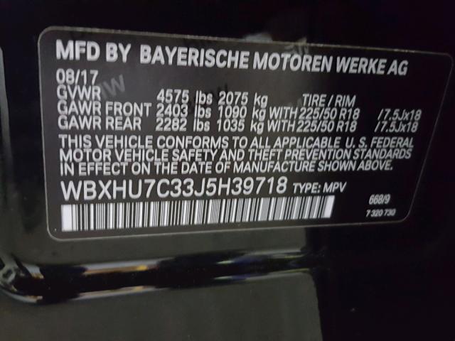 WBXHU7C33J5H39718 - 2018 BMW X1 SDRIVE2 Negro foto 10