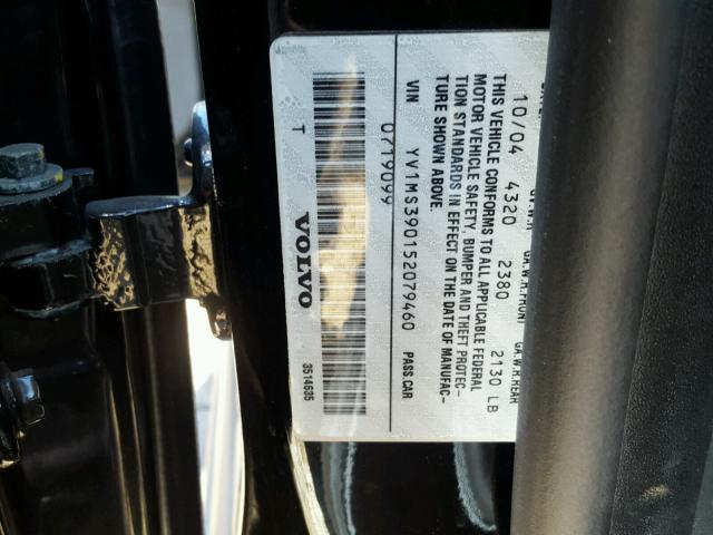 YV1MS390152079460 - 2005 VOLVO S40 2.4I BLACK photo 10