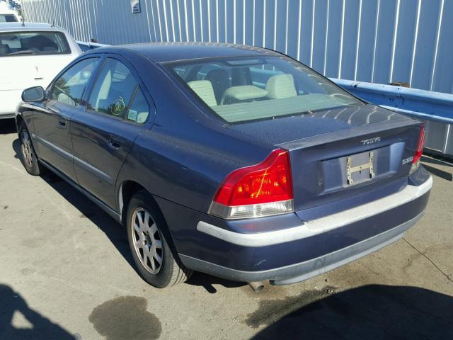 YV1RS61R722102141 - 2002 VOLVO S60 BLUE photo 3